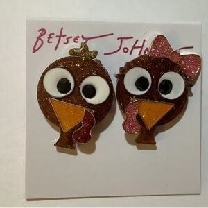 Betsey Johnson Glittery✨️✨️ Thanksiving TURKEY Earrings🦃🦃